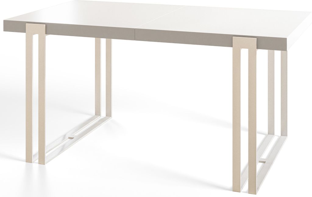Alpi Moebel, Rechteckiger Esstisch Rosa, Modern Ausziehbarer Tisch 120-220x80x77 cm, Weiß mit Weiß Metallbeinen