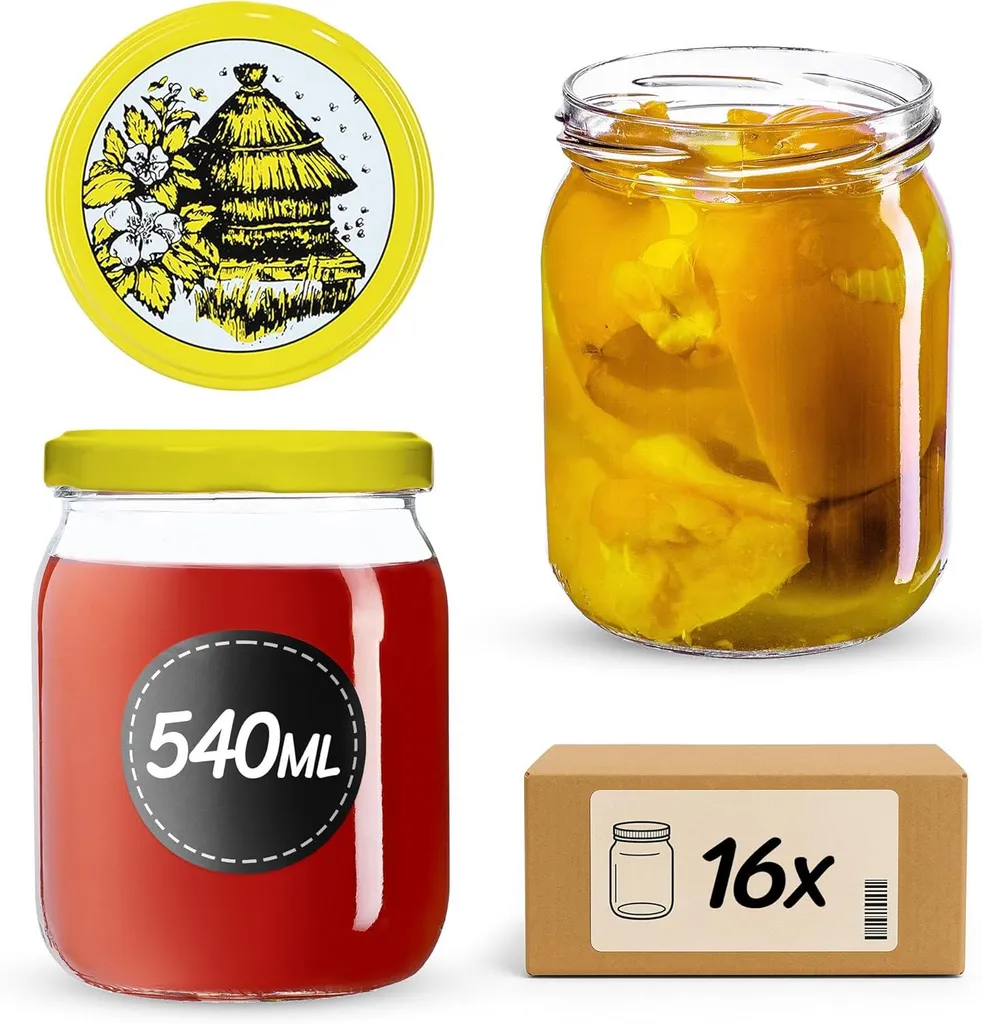 Set 16 Vasetti Vetro KADAX 540ml per Marmellate e Sottaceti Senna - 1