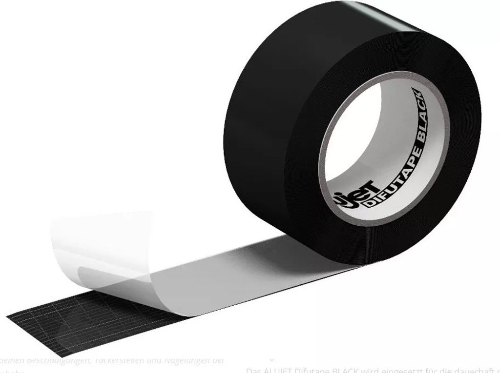 A roll of black tape with the backing peeled back to show the adhesive side.
