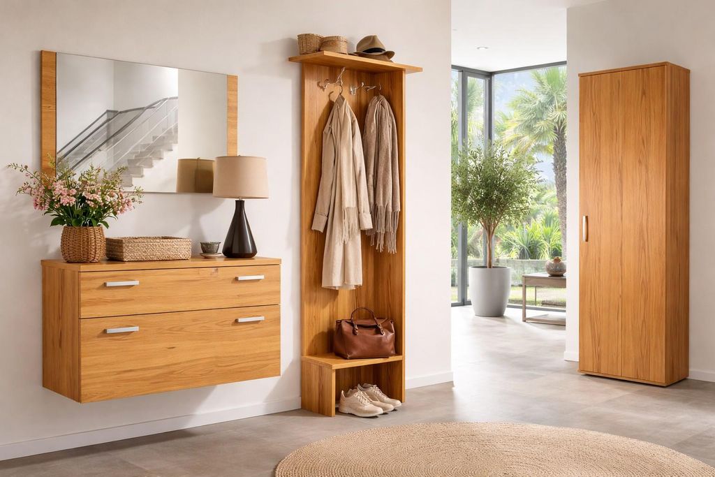 Garderobenset Kernbuche Nachbildung Flurgarderobe Dielenset #730