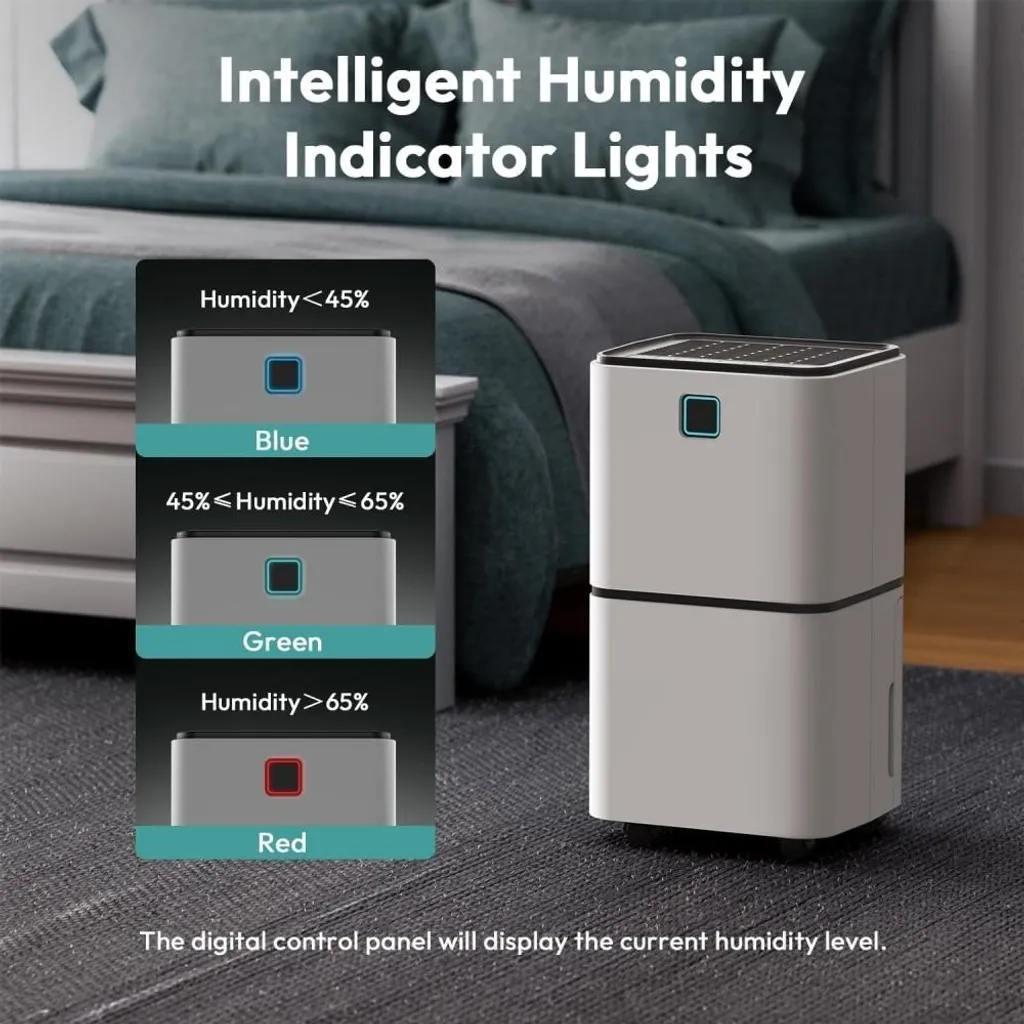 Déshumidificateur programmable 12L avec 3 modes et drainage continu - 4