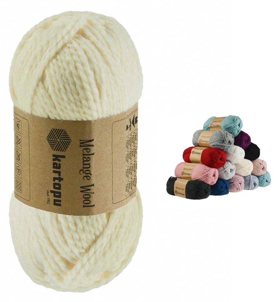 100g Strickgarn Kartopu Melange Wool Strickwolle Klassikgarn creme