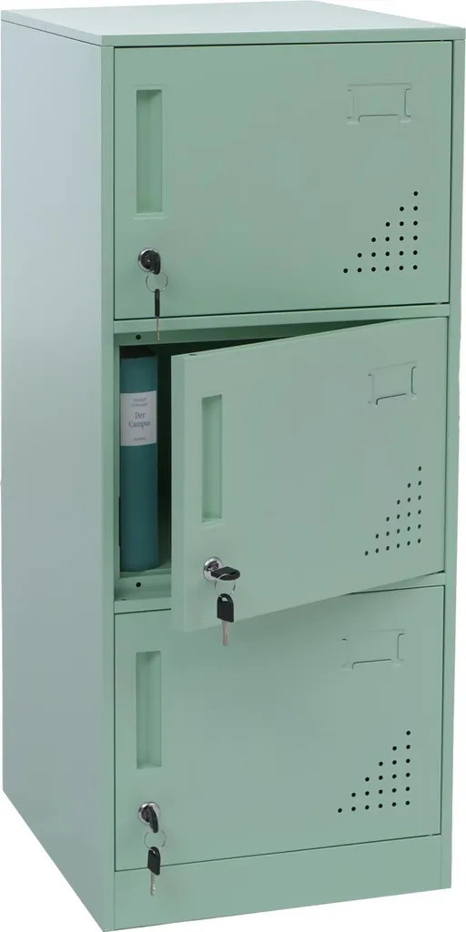 Meuble Vestiaire 3 Casiers pour Bureau et Vestiaire Sportif Vert