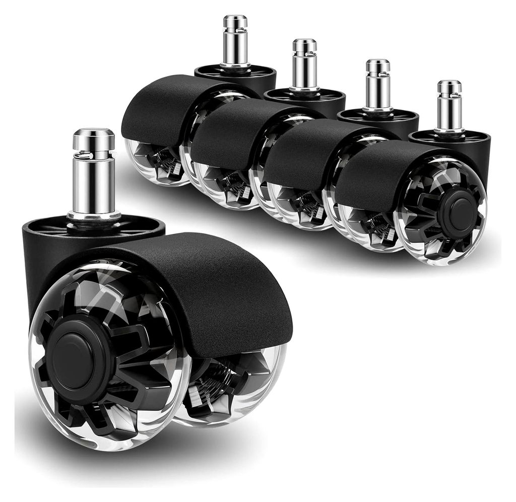Bürostuhlrollen 5er Set 11x22mm, Ersatzrollen für Schreibtischstühle, geeignet für Hartböden, Parkett, Teppich, Laminat und Fliesen, keine Kra...