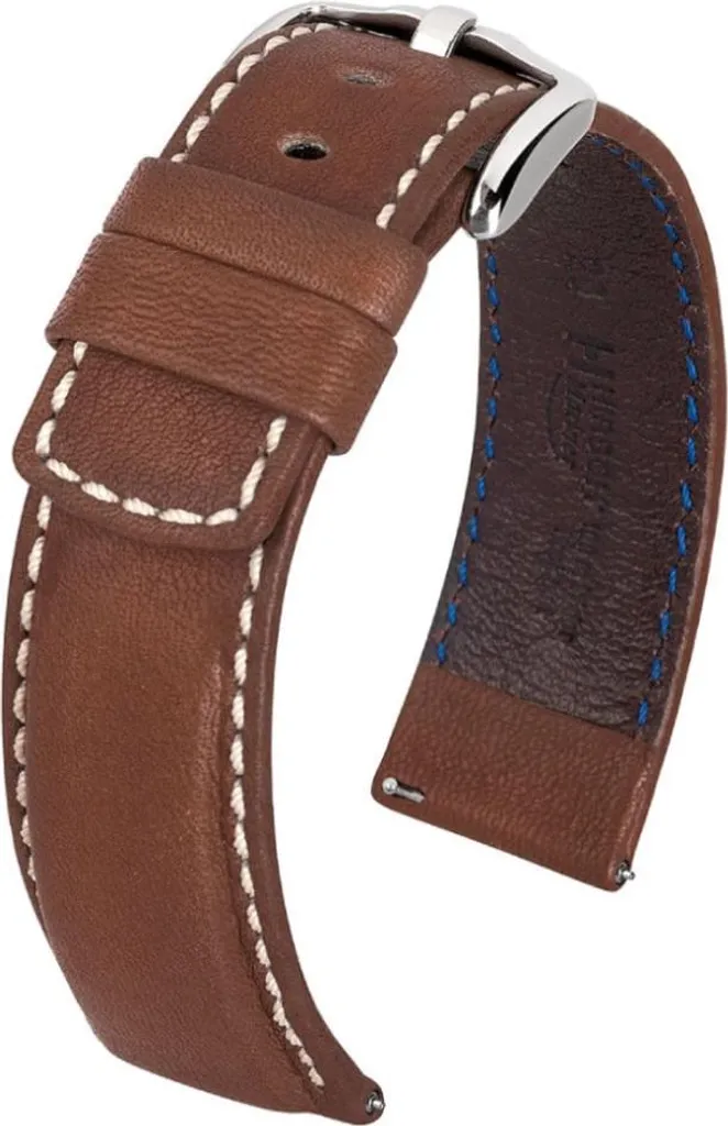 Hirsch Mariner Bracelet Cuir Marron Patiné 18 mm Haute Résistance Eau