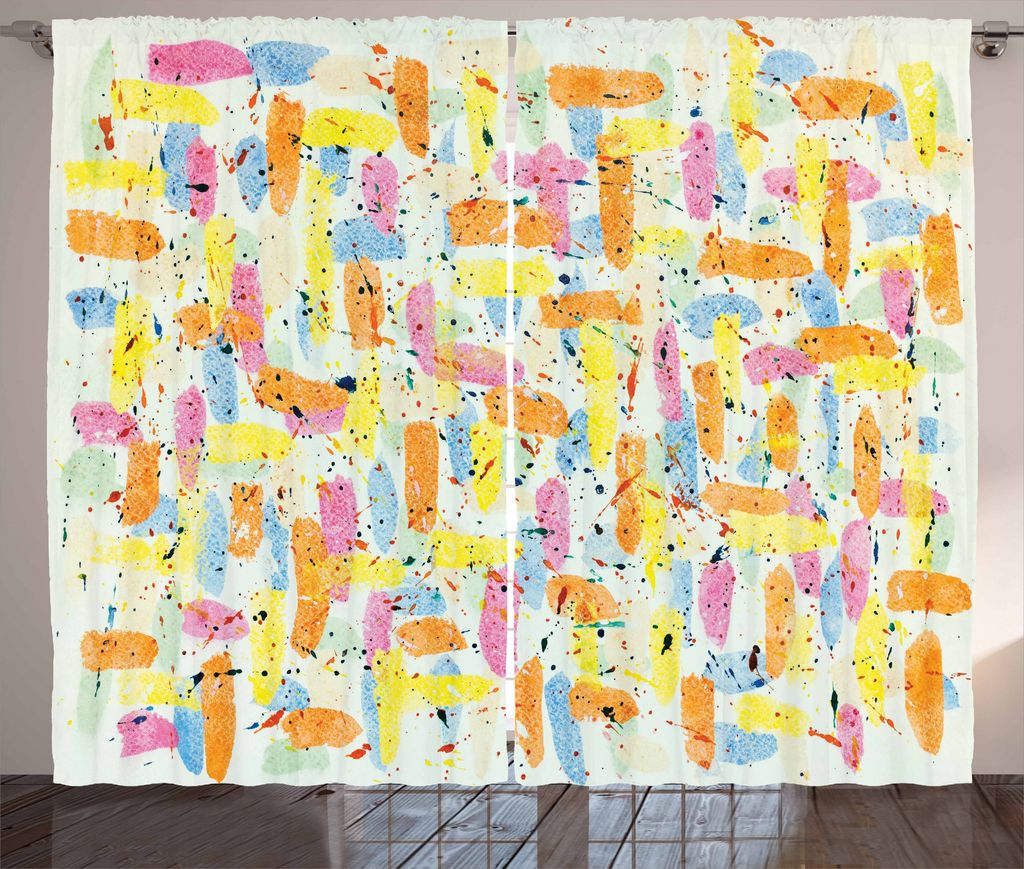 ABAKUHAUS Abstrakt Rustikaler Gardine, Malen Blobs Tropfenfänger entwerfen, Schlafzimmer Kräuselband Vorhang mit Schlaufen und Haken, 280 x 175 c...