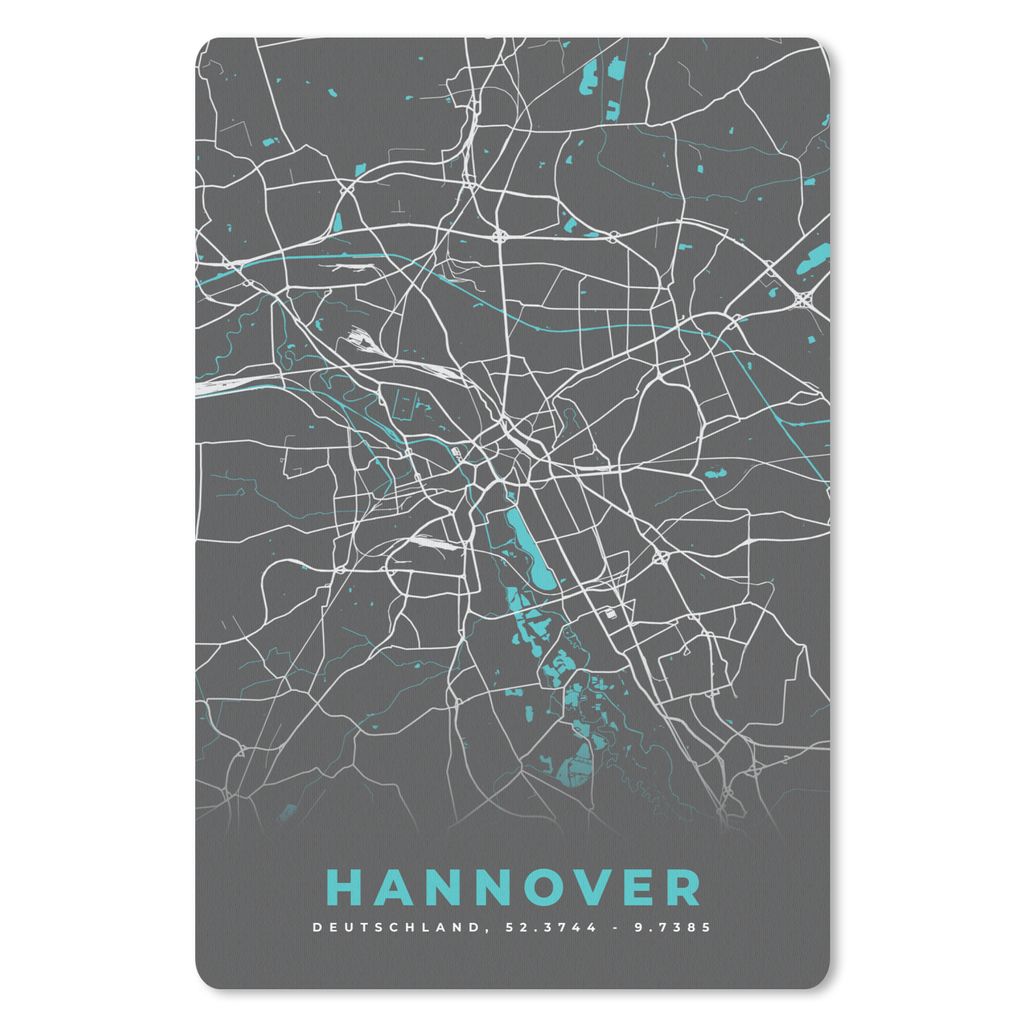 MuchoWow Mauspad Mousepad Blau - Deutschland - Karte - Stadtplan - Hannover 40x60 cm - Mousepads - Maus Mat - Pad - Mausunterlage - Schreibtisch ...
