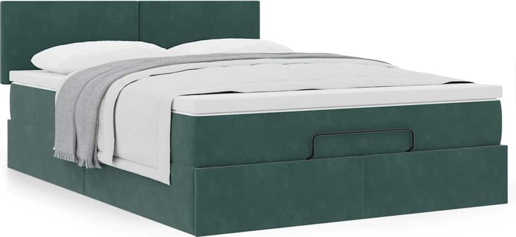 Möbel Ottoman-Bett mit Matratze Dunkelgrün 140x200 cm Samt - Klassische Betten 3311708