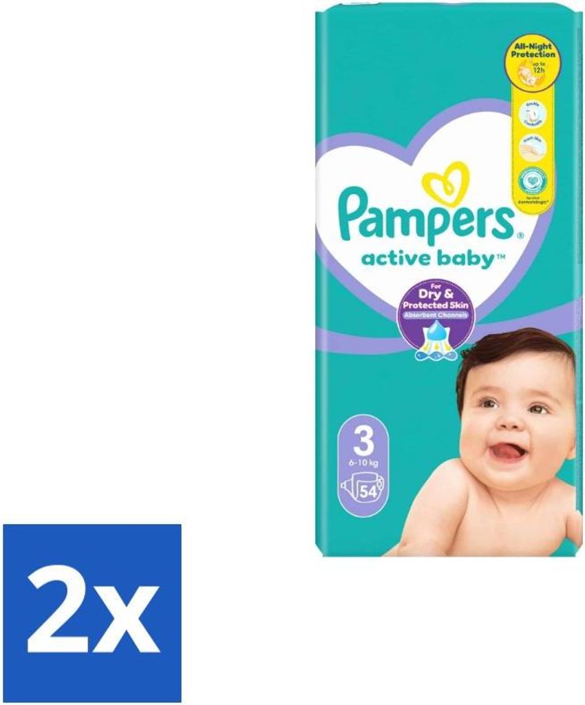 Pampers – Windeln – Active Baby Größe 3 – 54 Windeln - Vorteilspack - 2 Stücke