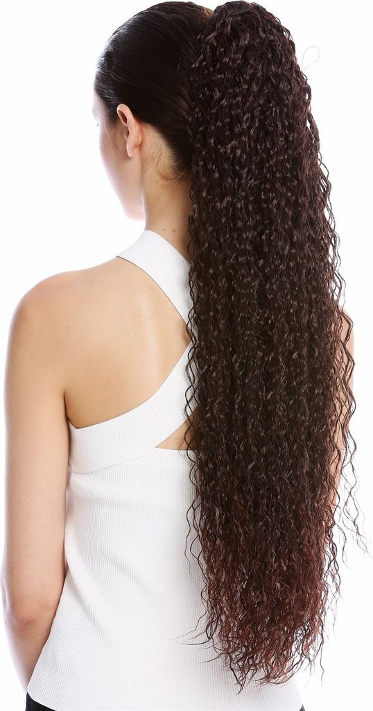 WIG ME UP Zopf Pferdeschwanz Extrem Lang Voluminös Krepplocken Mahagoni Braun Mix N857-V-2T33