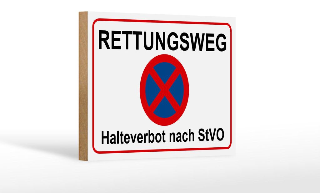 Holzschild Hinweis 18x12cm Rettungsweg Halteverbot nach StVO