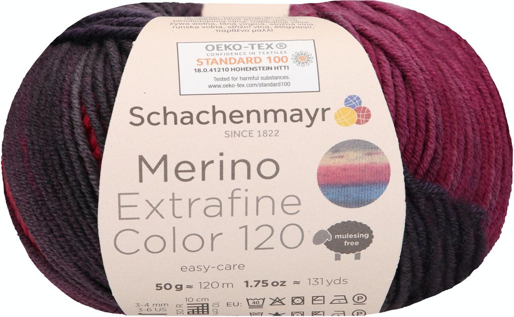 Schachenmayr Merino Extrafine 120 Color, 50g Wildberry Handstrickgarne