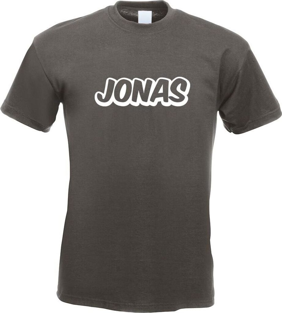 Kiwistar - T-Shirt - Graphit - Jonas Vorname Jungen Motiv Bedruckt Funshirt Design Print - mit Motiv Bedruckt - Funshirt Design - Sport - Freizeit ...