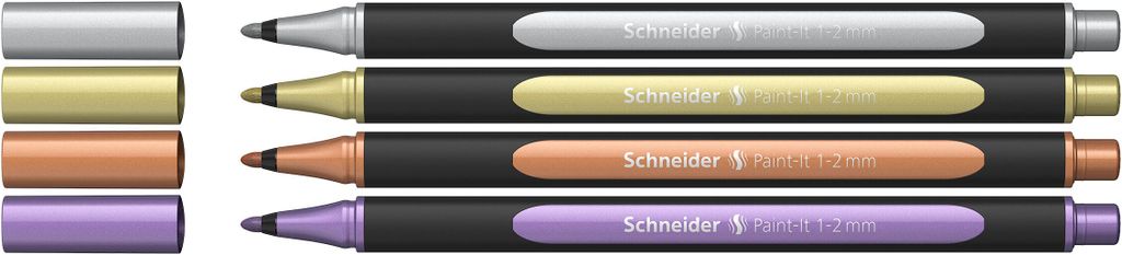 Schneider 020 Fineliner farbsortiert 1,0 - 2,0 mm, 4 Set