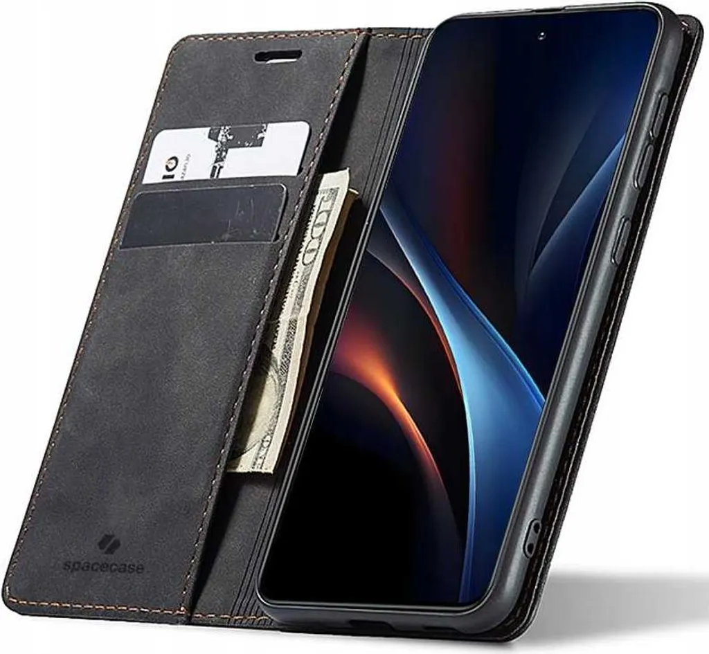Custodia Galaxy S25 Portafoglio Nero SPACECASE - Pratica e Resistente