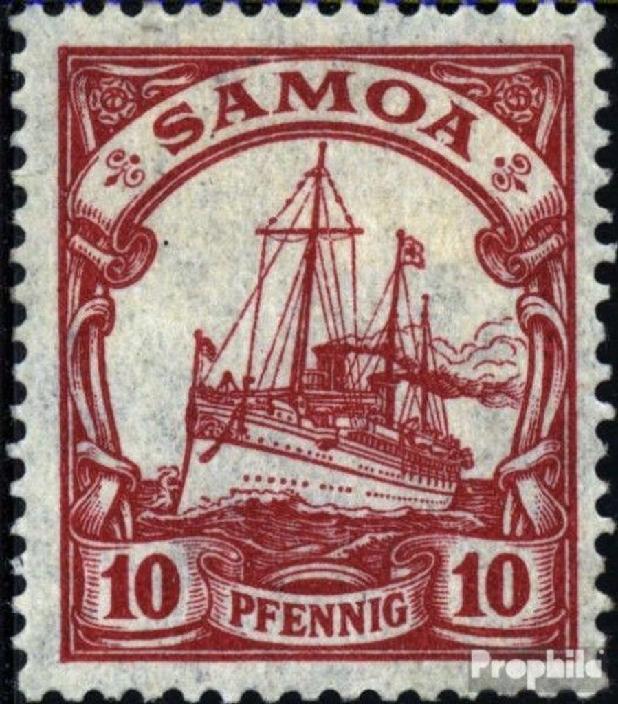 Briefmarken Samoa (Dt. Kolonie) 1919 Mi 22 mit Falz Schiff Kaiseryacht Hohenzollern
