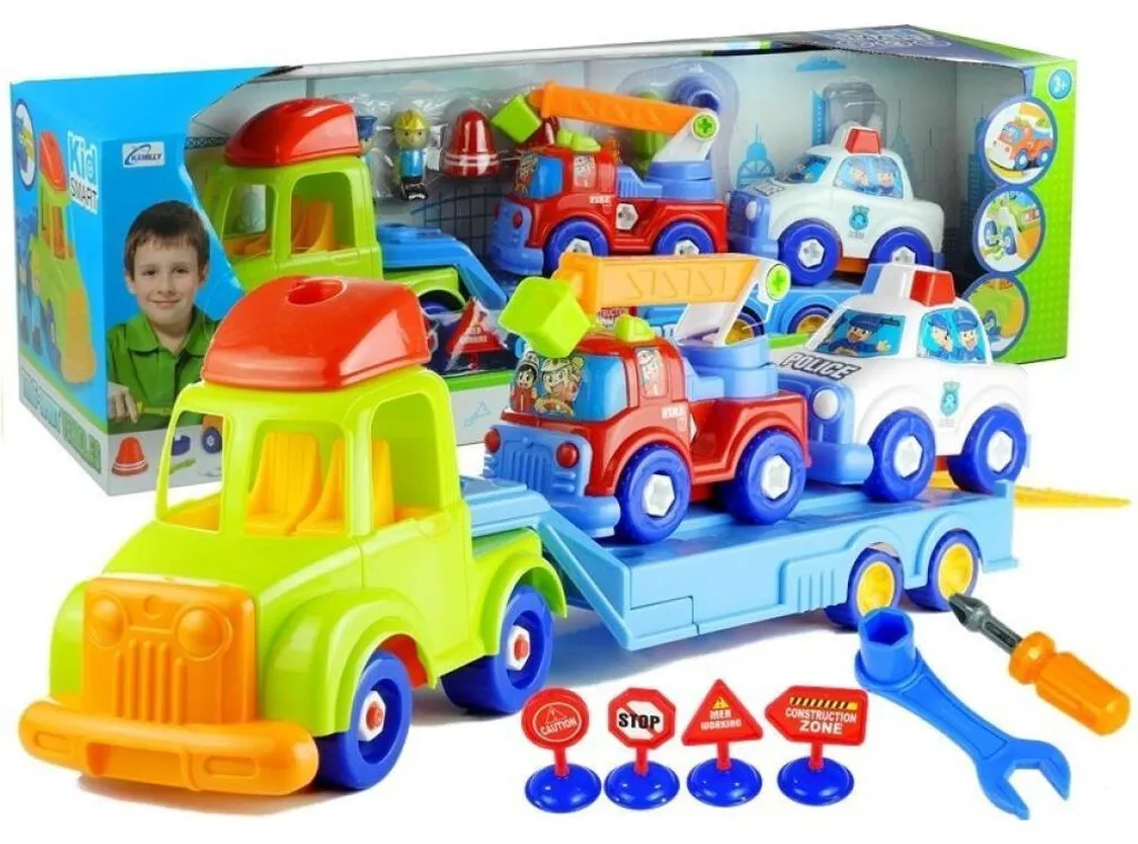 Camion de pompiers et police pour jeu d'éveil et circuits de voitures