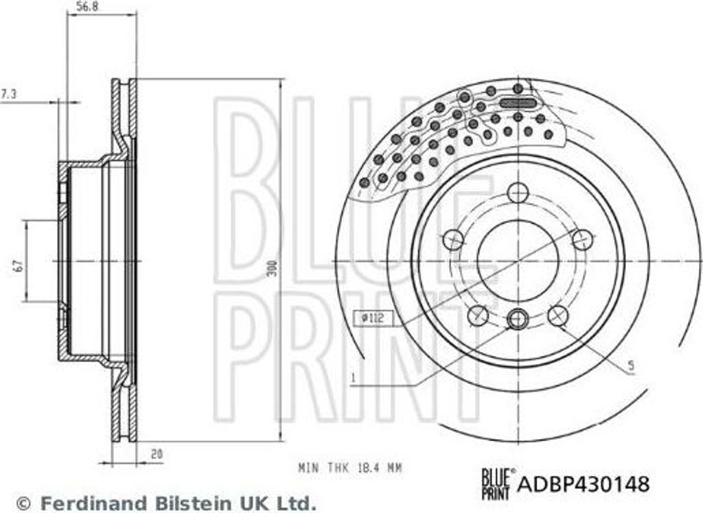 BLUE PRINT ADBP430148 Bremsscheibe OE 34206877213 kompatibel mit 3er G20, 3er G21, 4er G23, 4er G22