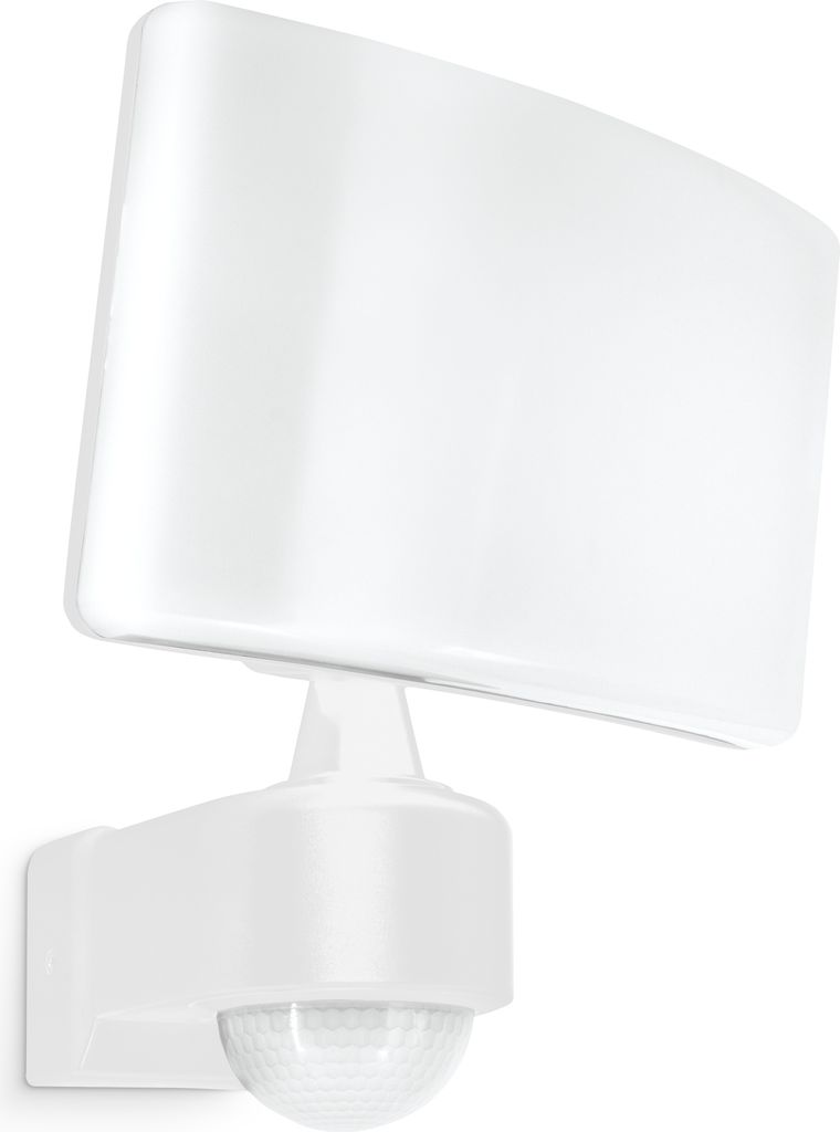 SSC-LUXon NORSU Außenlampe weiß mit Bewegungsmelder Wandstrahler Außen - LED Fluter mit Dämmerungsschalter IP65 wetterfest 4000K 230V