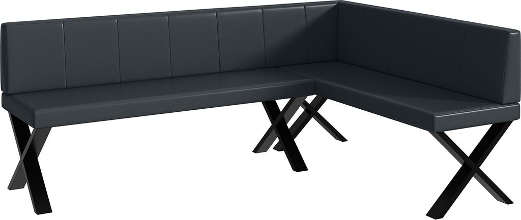 MEBLINI Eckbank für Esszimmer - Küchenbank - Essecke - Sitzecke Küche - PETER - X-Beine 142x196x87cm Rechts - Dunkelgrau Kunstleder
