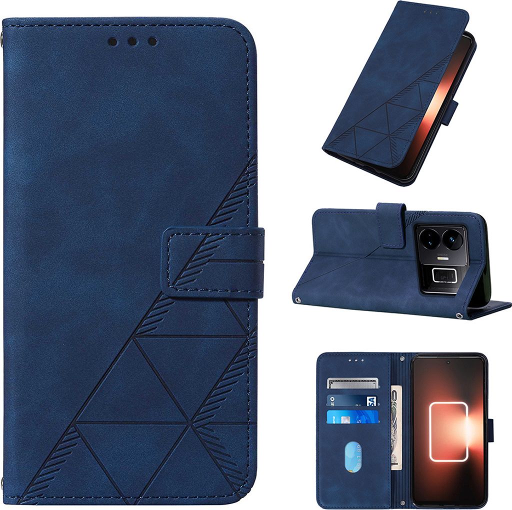 Hülle für Realme GT Neo 5 /Realme GT3 Prägung Flip Leder Kartenfächer Schutzhülle mit Ständer Blau