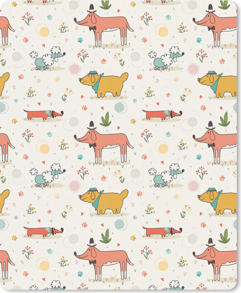 MuchoWow Mauspad Mousepad Hund - Dackel - Blumen 30x40 cm - Mousepads - Maus Mat - Pad - Mausunterlage - Mausmatten