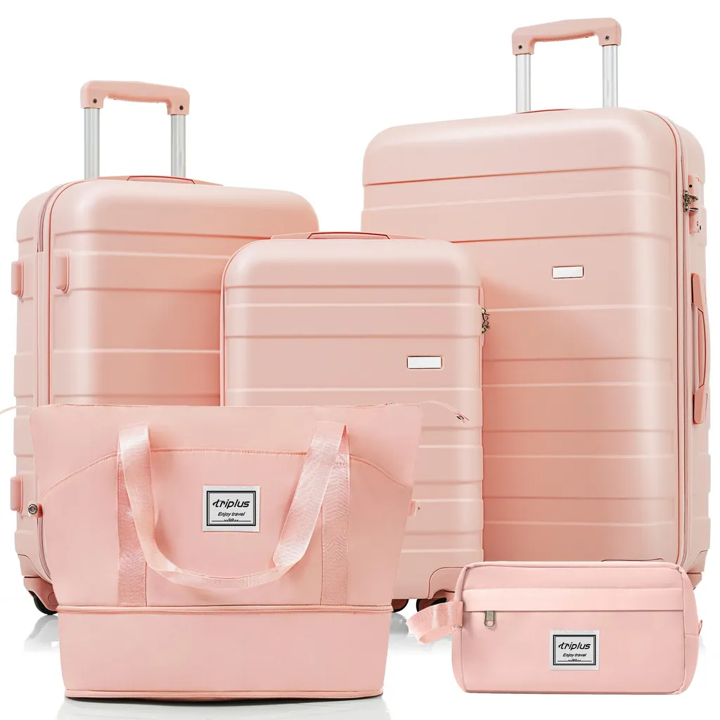 Set Trolley 5 Pezzi Flieks Rosa | Valigie Rigide ABS e Beauty Case
