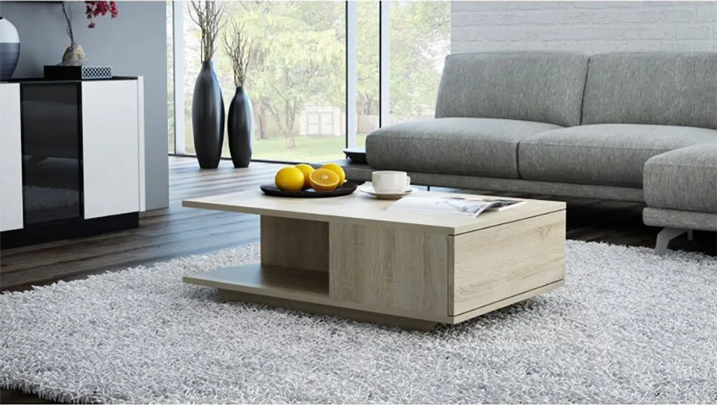 Table basse rectangulaire CUIFEN finition bois clair pour petit salon - 2