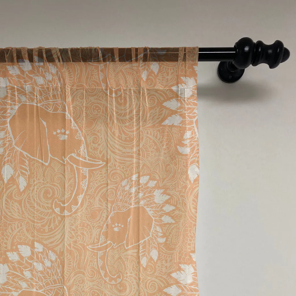ABAKUHAUS Boho Arazzo, Autentico cappello da elefante con piume dei nativi americani e bellissime decorazioni, Arazzo in raso setoso per soggiorno e camera da letto, 210 cm x 274 cm, Arancione chiaro Bianco - 2