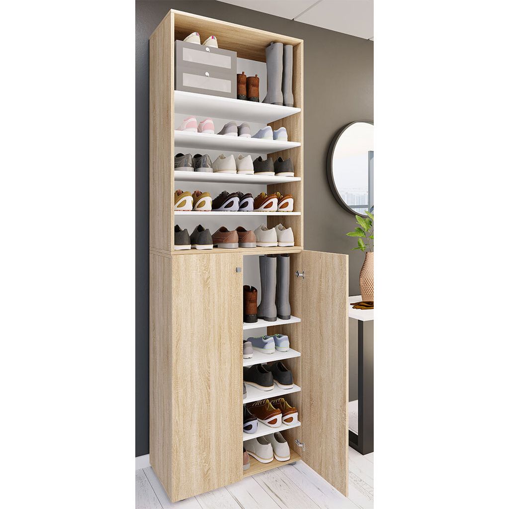VCM XL Holz Großer Schuhschrank Schuhregal Groß Stiefel Dielenmöbel Lona 10 Fächer