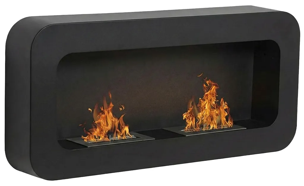 Chauffage d'Appoint Design : Cheminée Murale Bioéthanol Flavia Noire