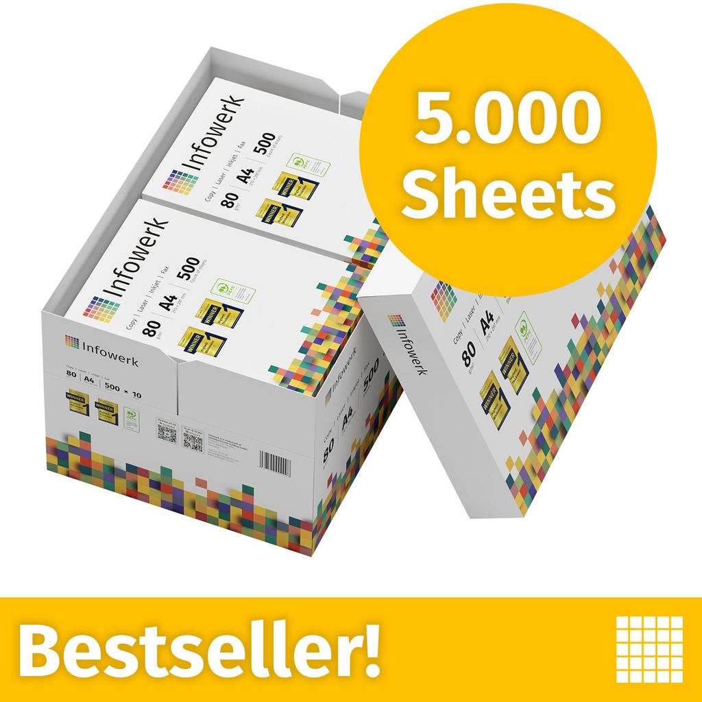 Infowerk Druckerpapier Kopierpapier 5000 Blatt 10 x 500 A4 Produktbild 