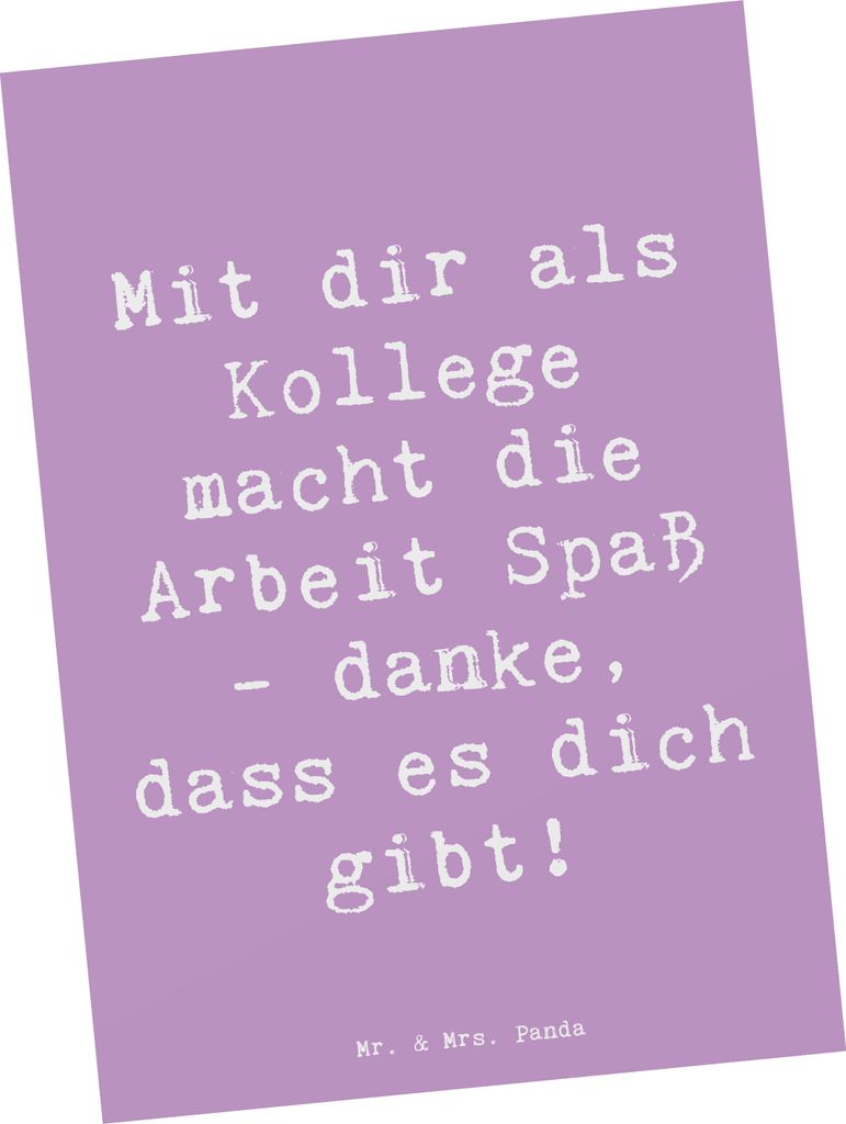 Mr. & Mrs. Panda Postkarte Spruch Kollege Freude - Lavendeltraum - Geschenk, Postkarten, Aufmerksamkeit, Freundschaft, personalisiertes, Grußkarte...