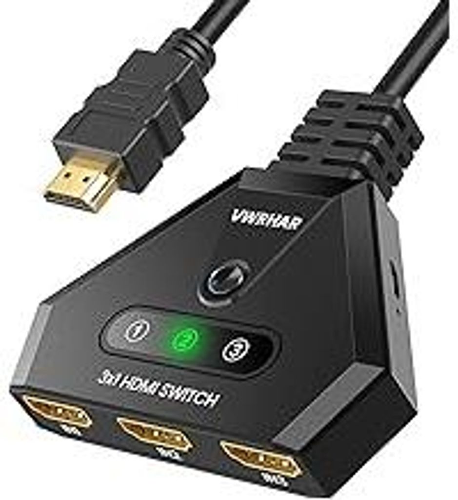 HDMI-Switch 4K, 3-Port-HDMI-Switch-Splitter mit Hochgeschwindigkeits-HDMI-Kabel, HDMI-Switch 3 In 1 Out unterstützt 4K 3D 1080P UHD HDCP 2.2 für ...
