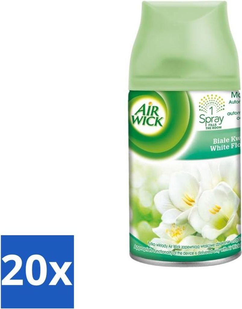 Air Wick - Lufterfrischer Nachfüller - Jasmin & weiße Blüten - Automatisches Spray - 250 ml - Vorteilspack - 20 Stücke