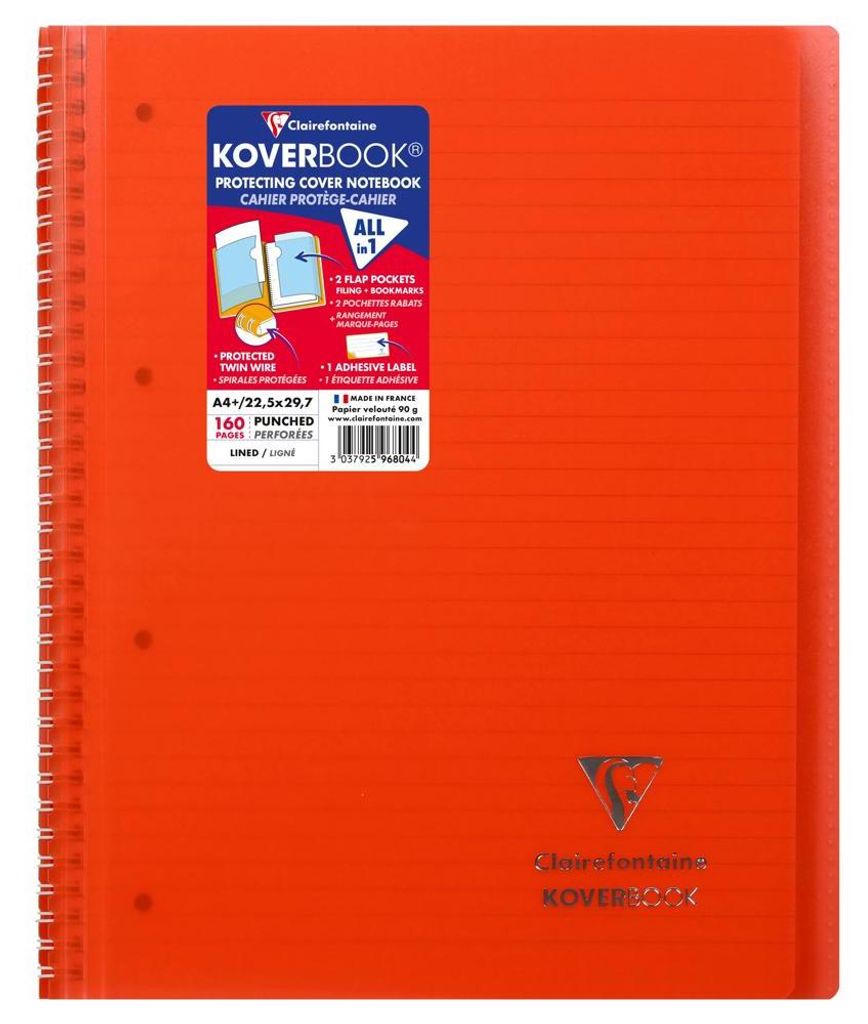 Koverbook A4+ liniert+R 80Bl rot
