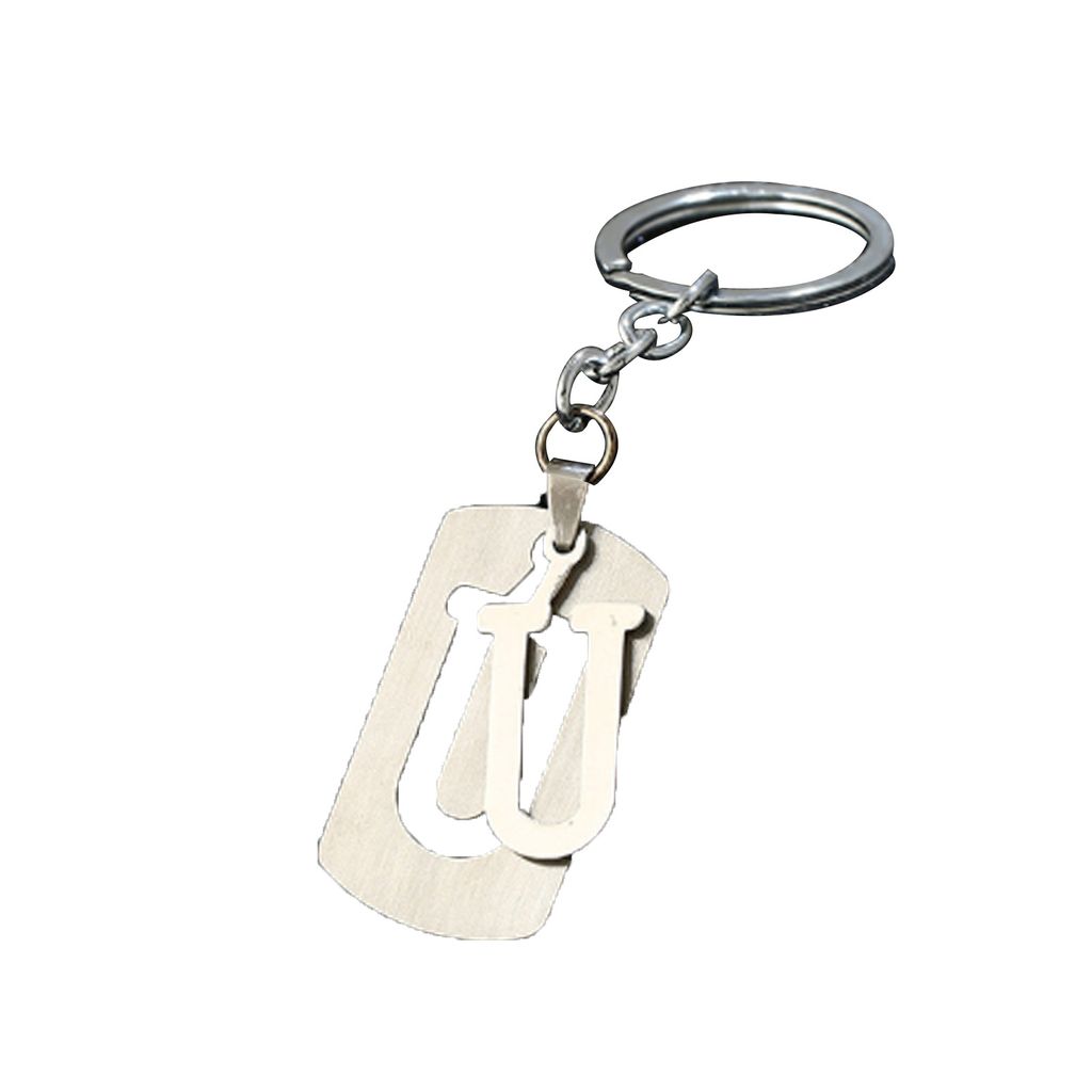Schlüsselanhänger Mehrzweck, heller Glanz, ausgehöhlt, glatte Oberfläche, wiederverwendbar, DIY, Edelstahl, AZ-Buchstaben, Damen und Herren, Au...
