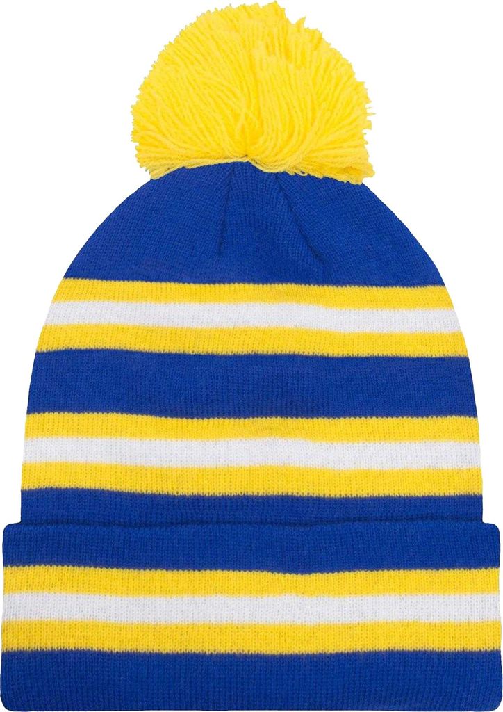 Fan Originals - "Leeds" Mütze, Bommel GF877 (Einheitsgröße) (Blau/Gelb/Weiß)