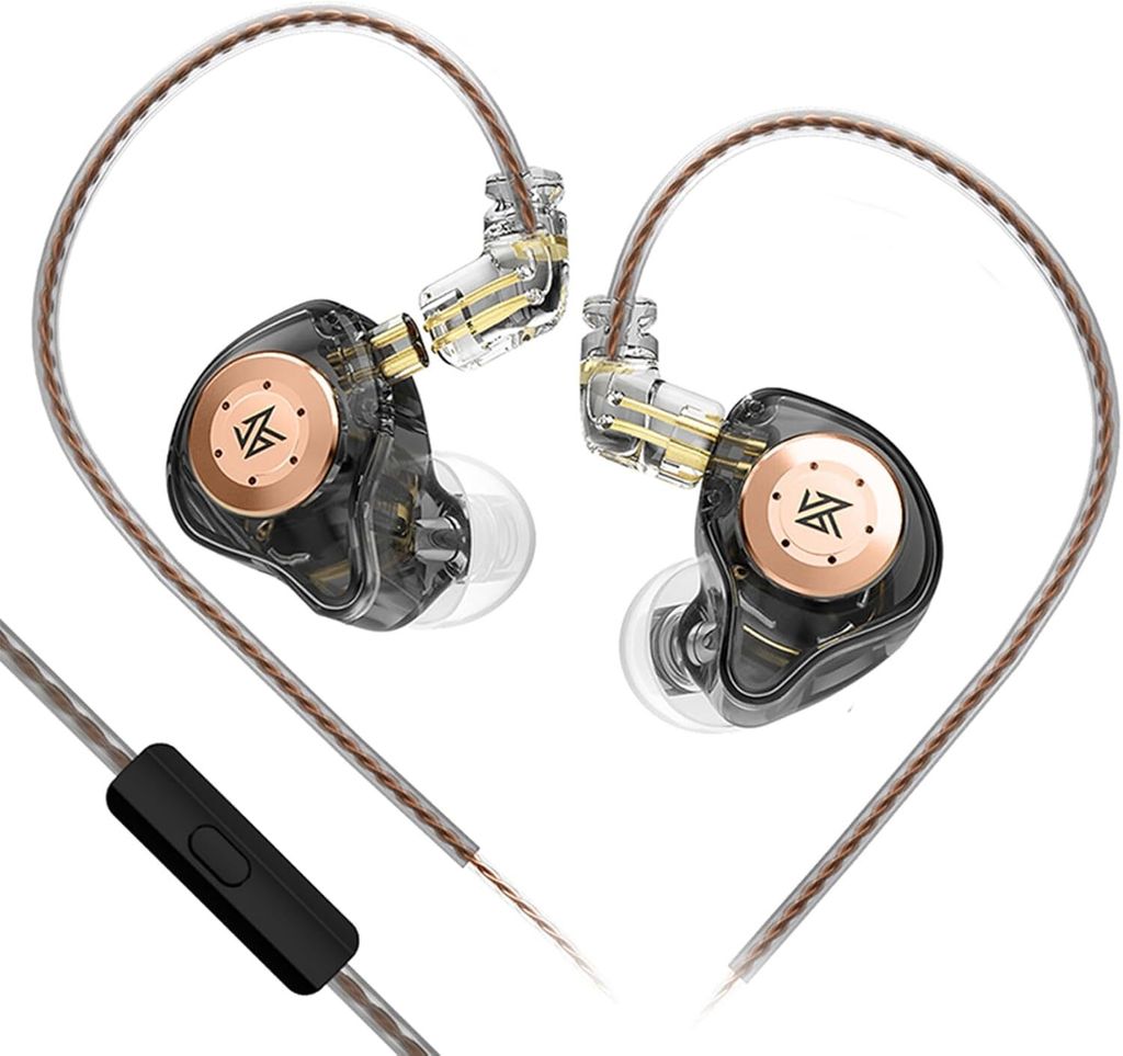 KZ EDX Pro In-Ear-Monitor mit Mikrofon, kabelgebundene HiFi-Stereo-Kopfhörer, Dual DD IEM mit abnehmbarem Kabel für Musiker & Audiophile Schwarz