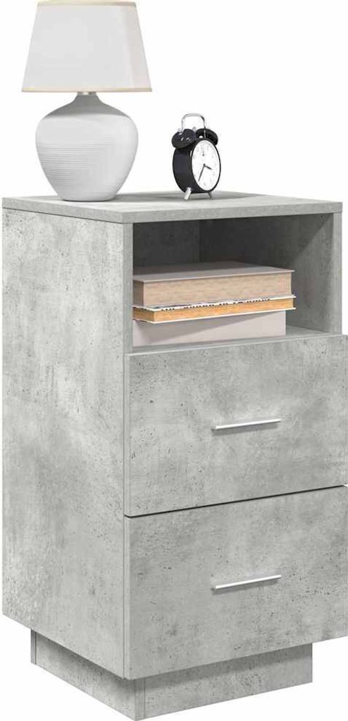 "2026 Promotion" Nachttische 2 Stk. - Beistelltisch - mit 2 Schubladen Betongrau 36x36x68 cm - Nachtkommode CC31942