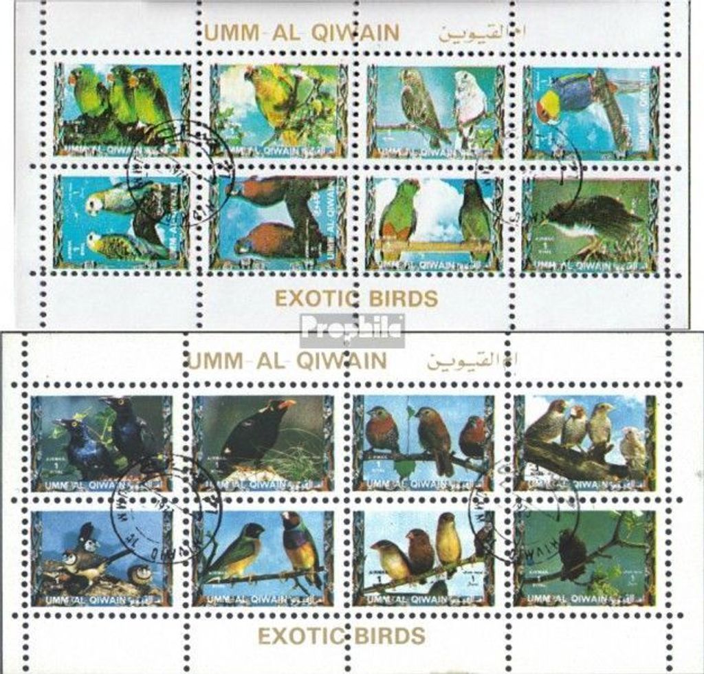 Briefmarken Umm al Kaiwain 1972 Mi 1258A-1273A Kleinbögen (kompl.Ausg.) gestempelt Vögel