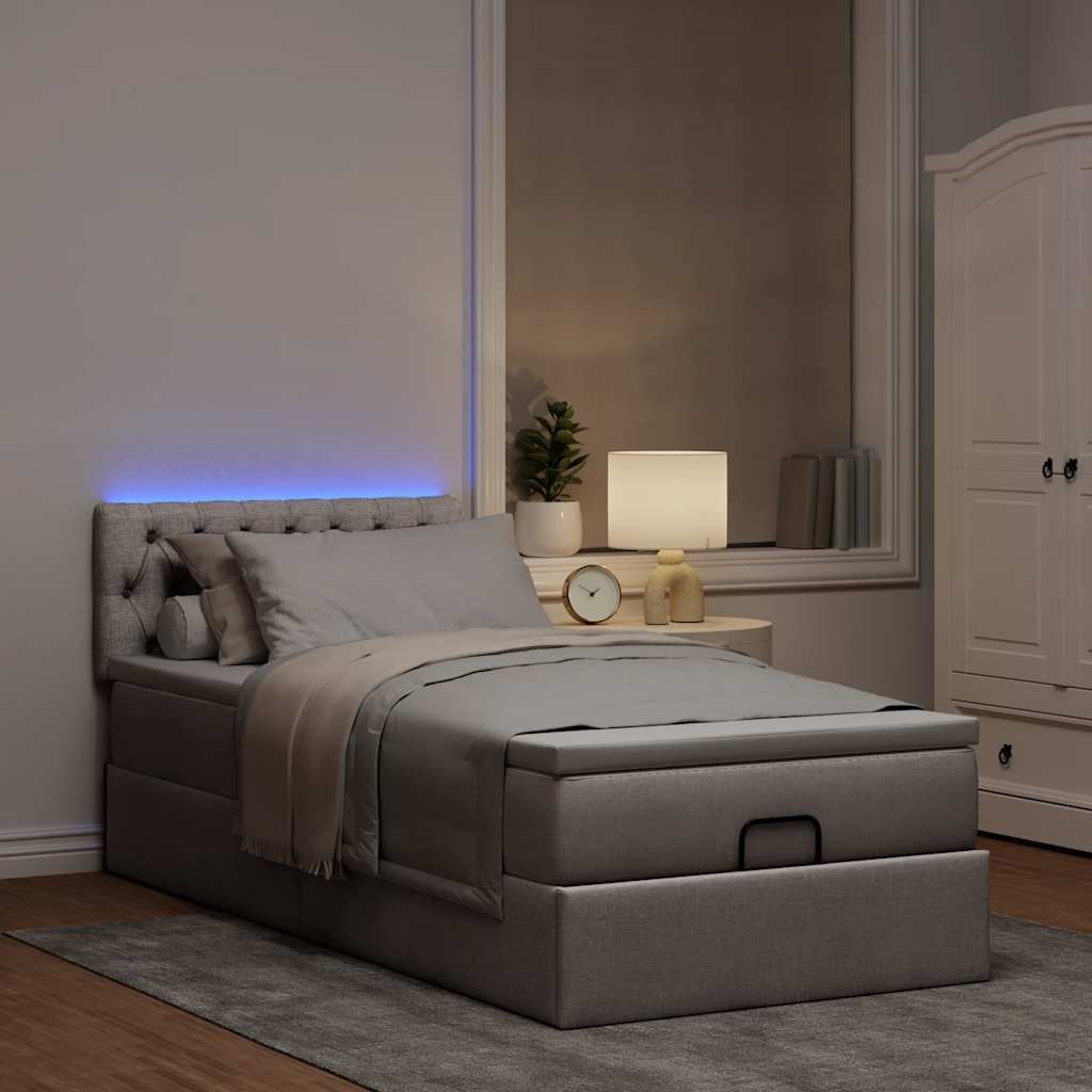 Maison Exclusive - Ottomane Bett mit Matratze & LEDs Taupe 90x200 cm Stoff