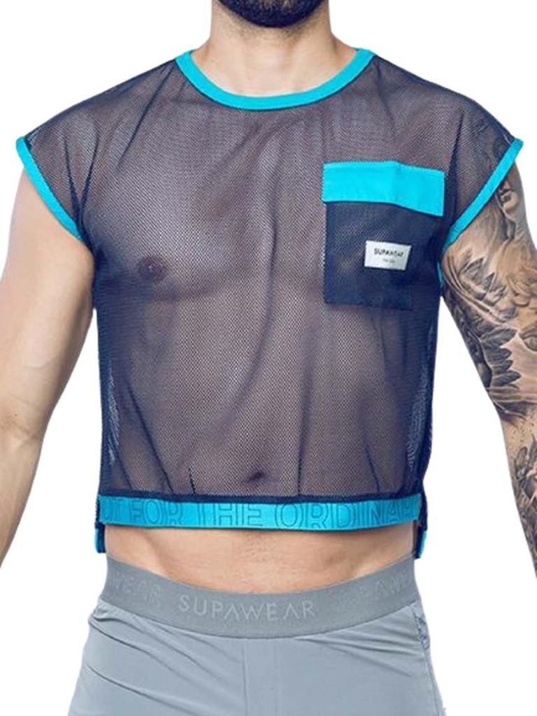 Supawear Neon Mesh Top Navy Blue S