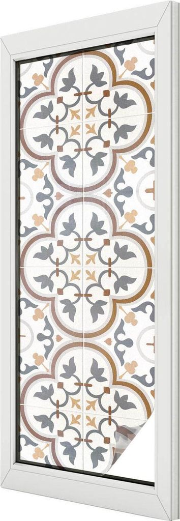 Buntglas Fensterfolie – 146x50 cm – Stained-Glass Design – blickdichte dekorative Sichtschutzfolie – selbstklebend, UV-Schutz – Fliesenor...