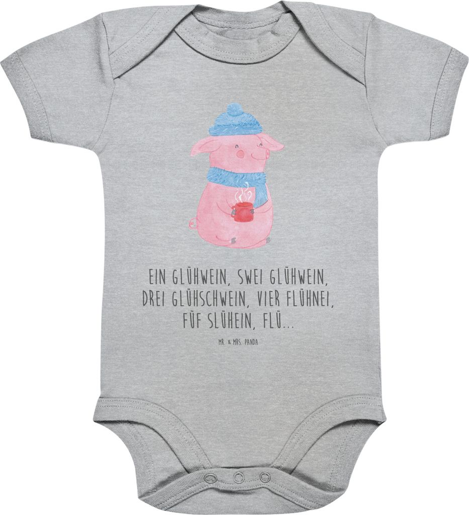 Mr. & Mrs. Panda babykleidung body Schweinchen Glühwein 3. - 6. Monat - Heather Grey - Geschenk, overall baby, Babybody, Strampler, Einteiler, Bet...