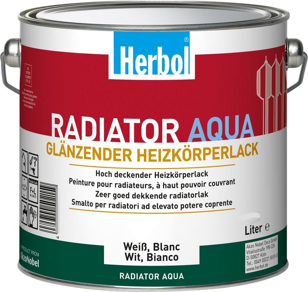 Herbol Radiator Aqua 0,75L weiss Heizungslack Produktbild 