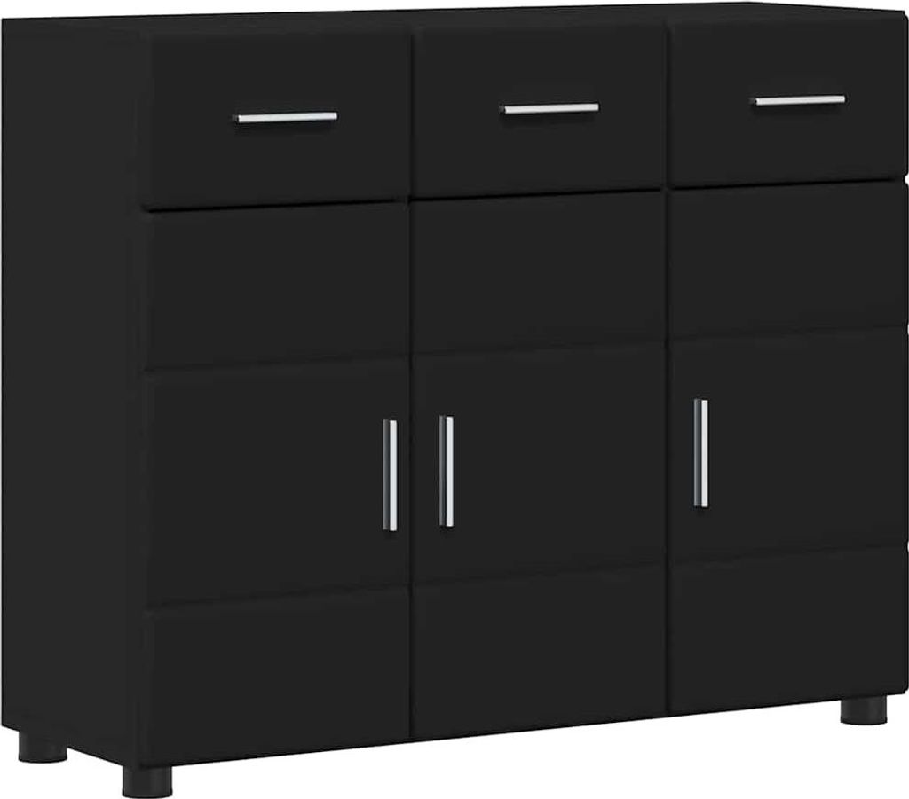 vidaXL Sideboard FLORIN Schwarz 88,5 x 30,5 x 73 cm Produktbild 