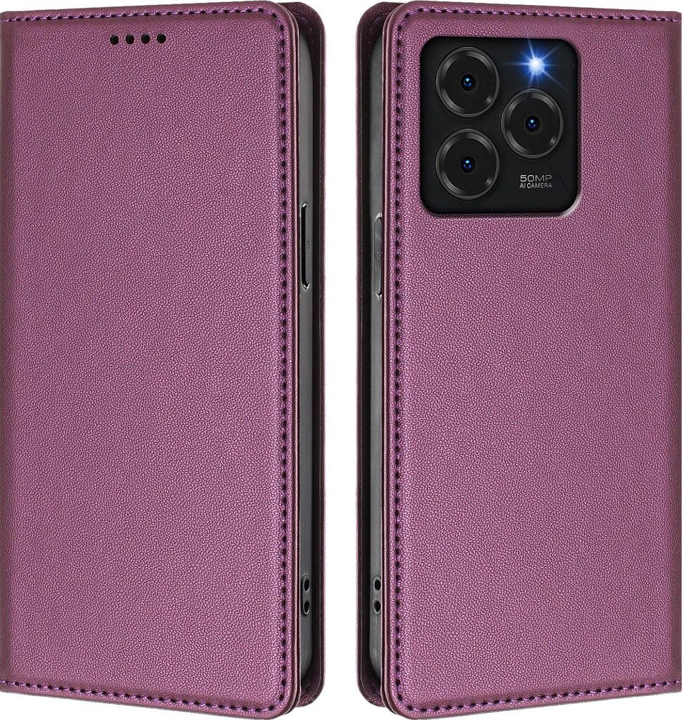 Handyhülle für Ulefone Note 20 Pro, Kunstleder Klapphülle Stoßfeste Magnetische Hülle mit Ständer Lila