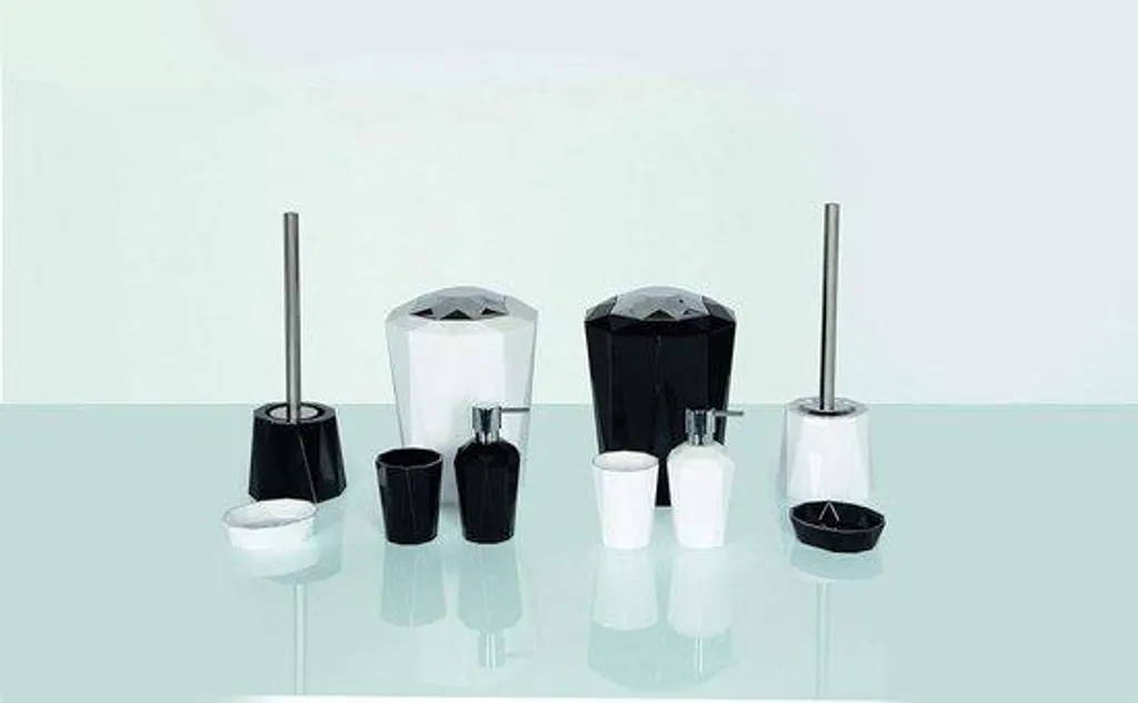 Brosse de toilettes anti-traces en acier inox noir avec manche long