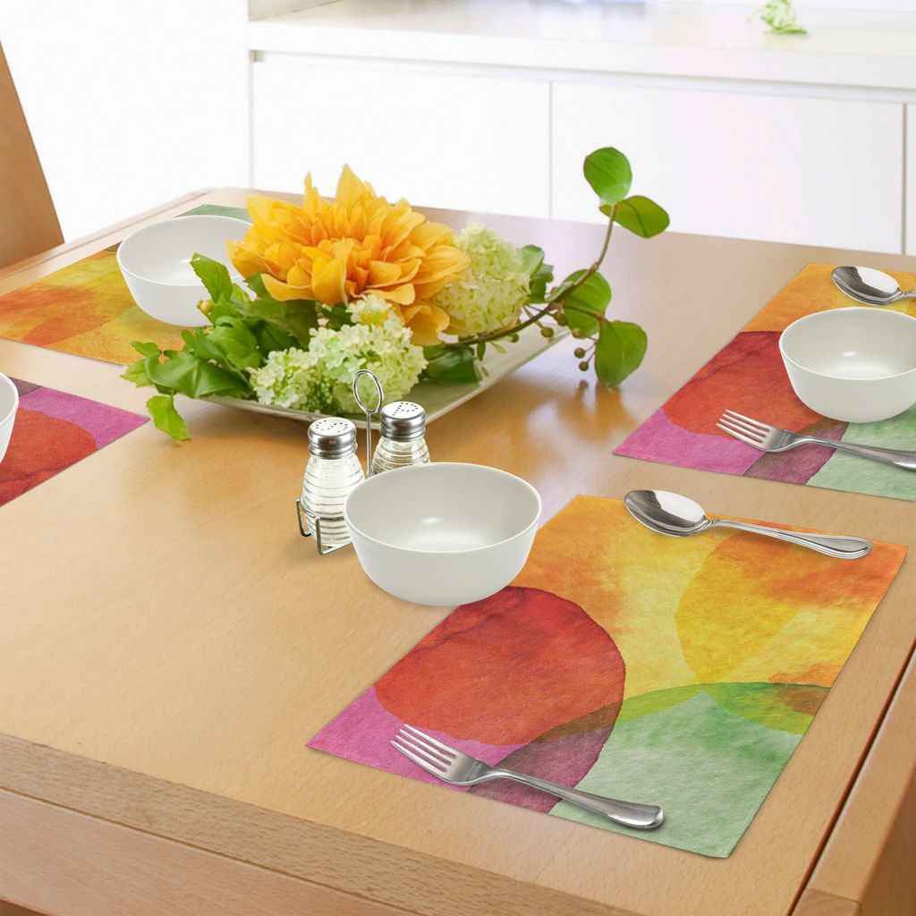 ABAKUHAUS Abstrakt Platzmatten, Abstrakte Aquarell gemalte Papierart im modernen Kunst-Entwurfs-Druck, Tiscjdeco aus Farbfesten Stoff für das Essz...